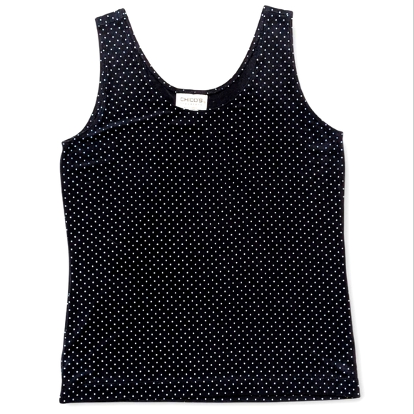 Chico's Tops - Chico's Dark Blue Black White Polka Dot Tank Top Size‎ 1 Sleeveless Blouse